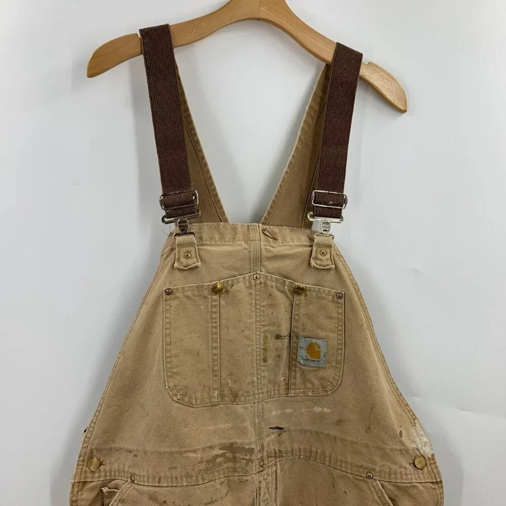 Carhartt Men's Vintage Relaxed Fit Duck Bib Made in USA Double Overalls SZ 44x30 - Picture 3 of 16